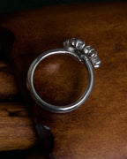 "Christian Dior" Flower motif rhinestone silver ring