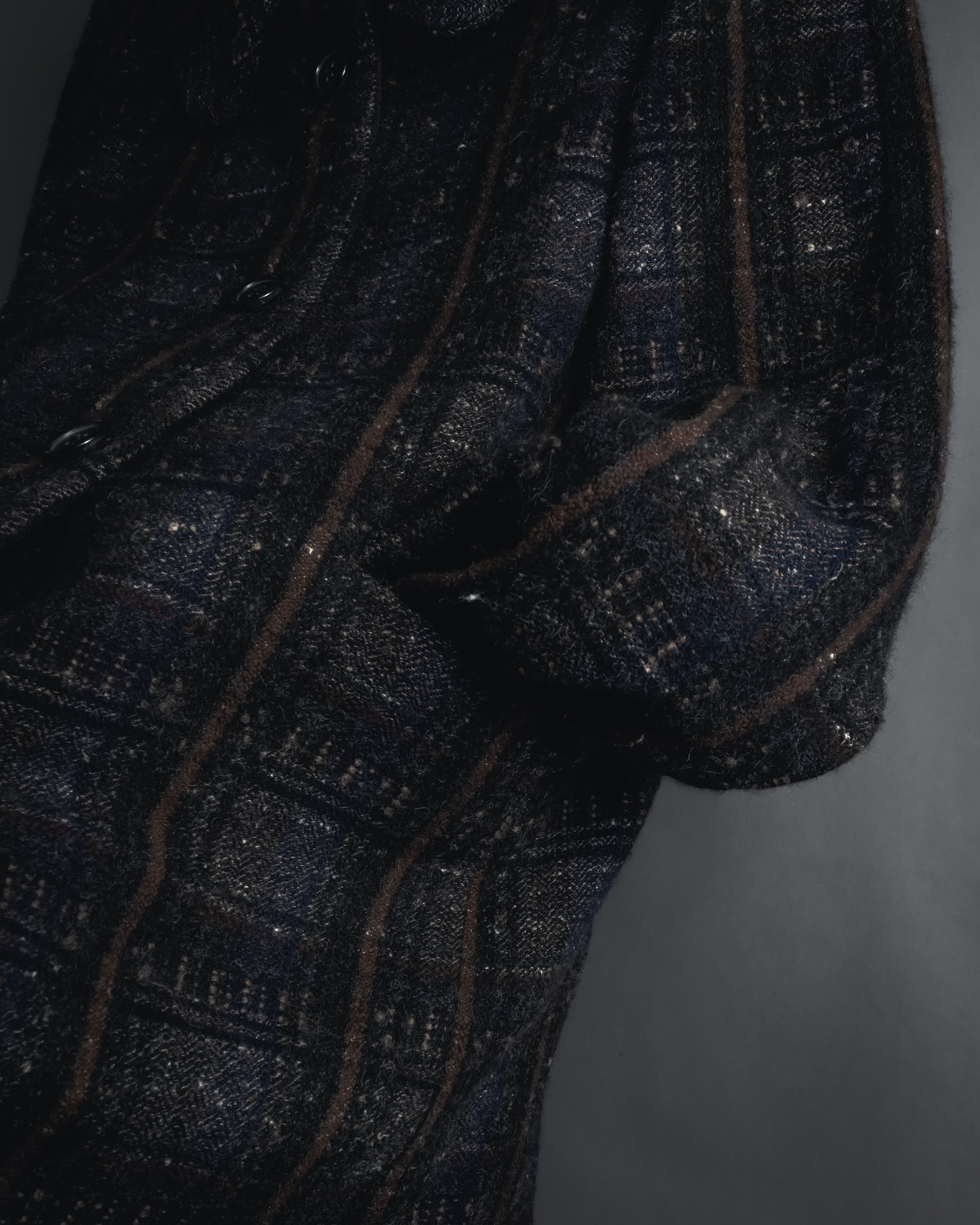 "MARNI" 90’s-00’s Textured plaid wool blend coat