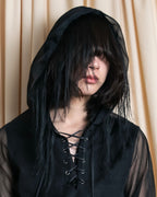 "sacai" Wig design sheer hooded pullover