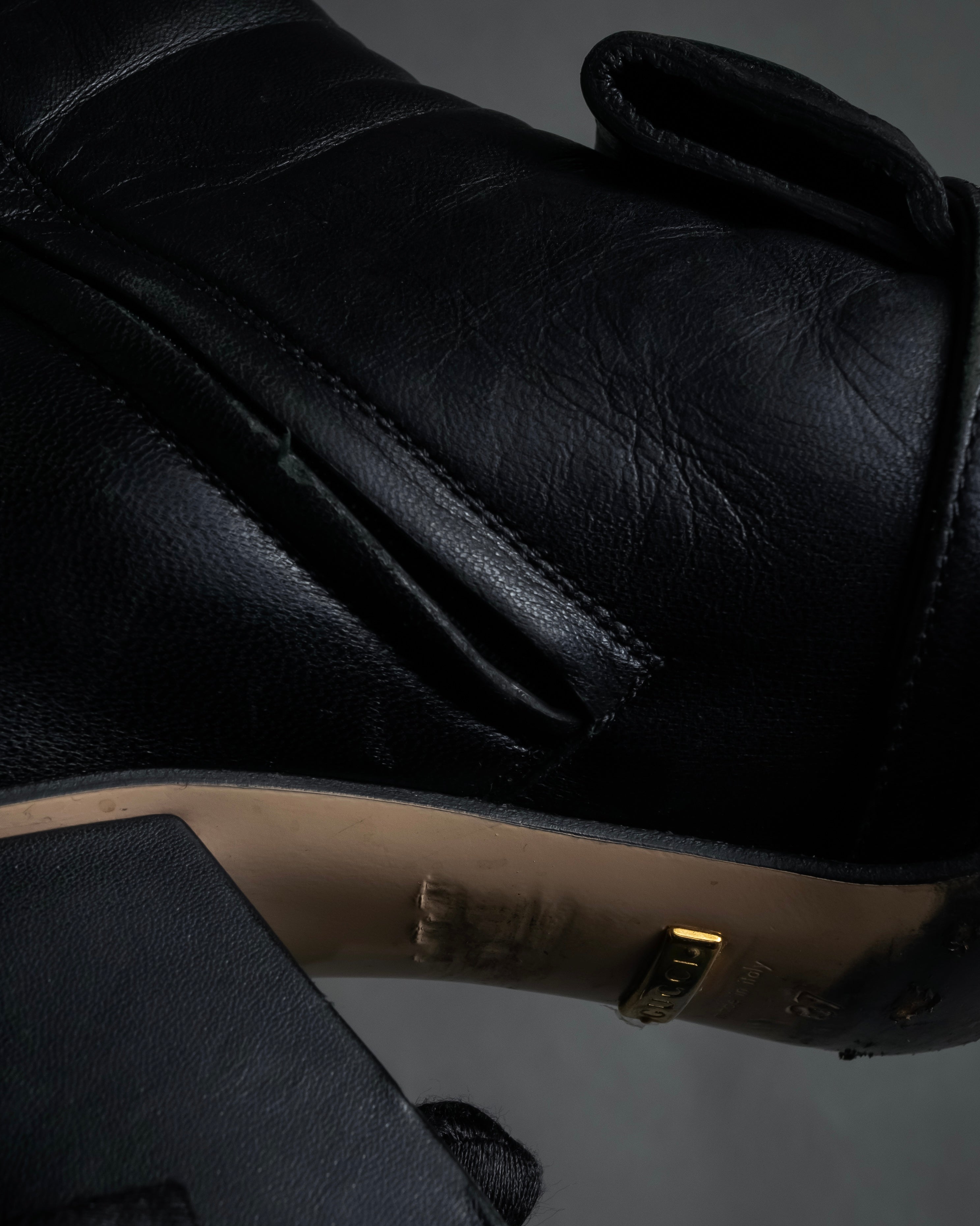 "GUCCI" Leather gg fringe heeled ankle boots