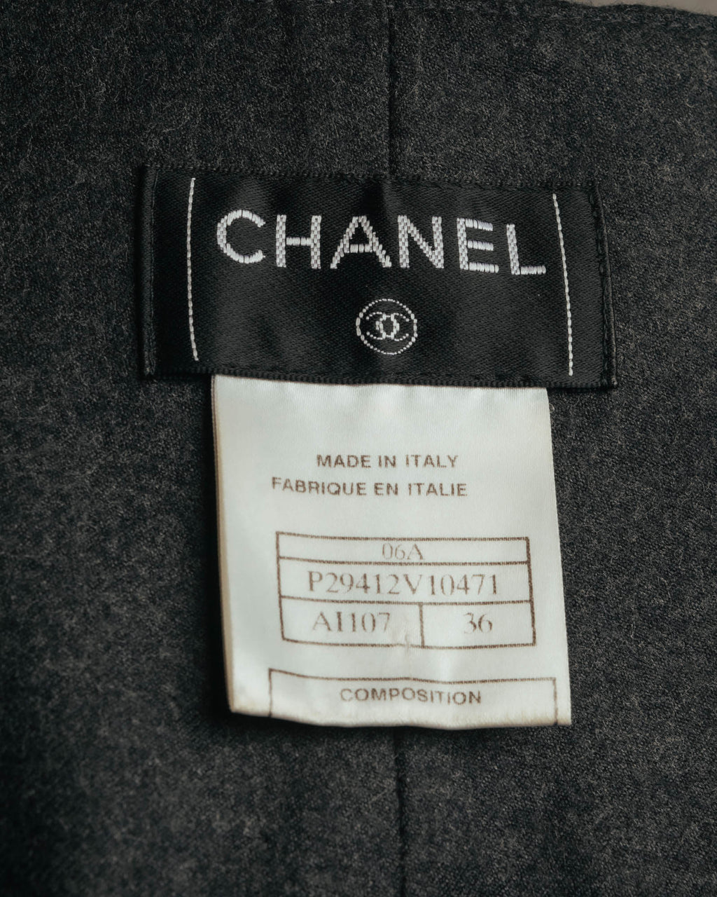 -SPECIAL- "CHANEL" 00's Soft wool cashmere wide leg trousers