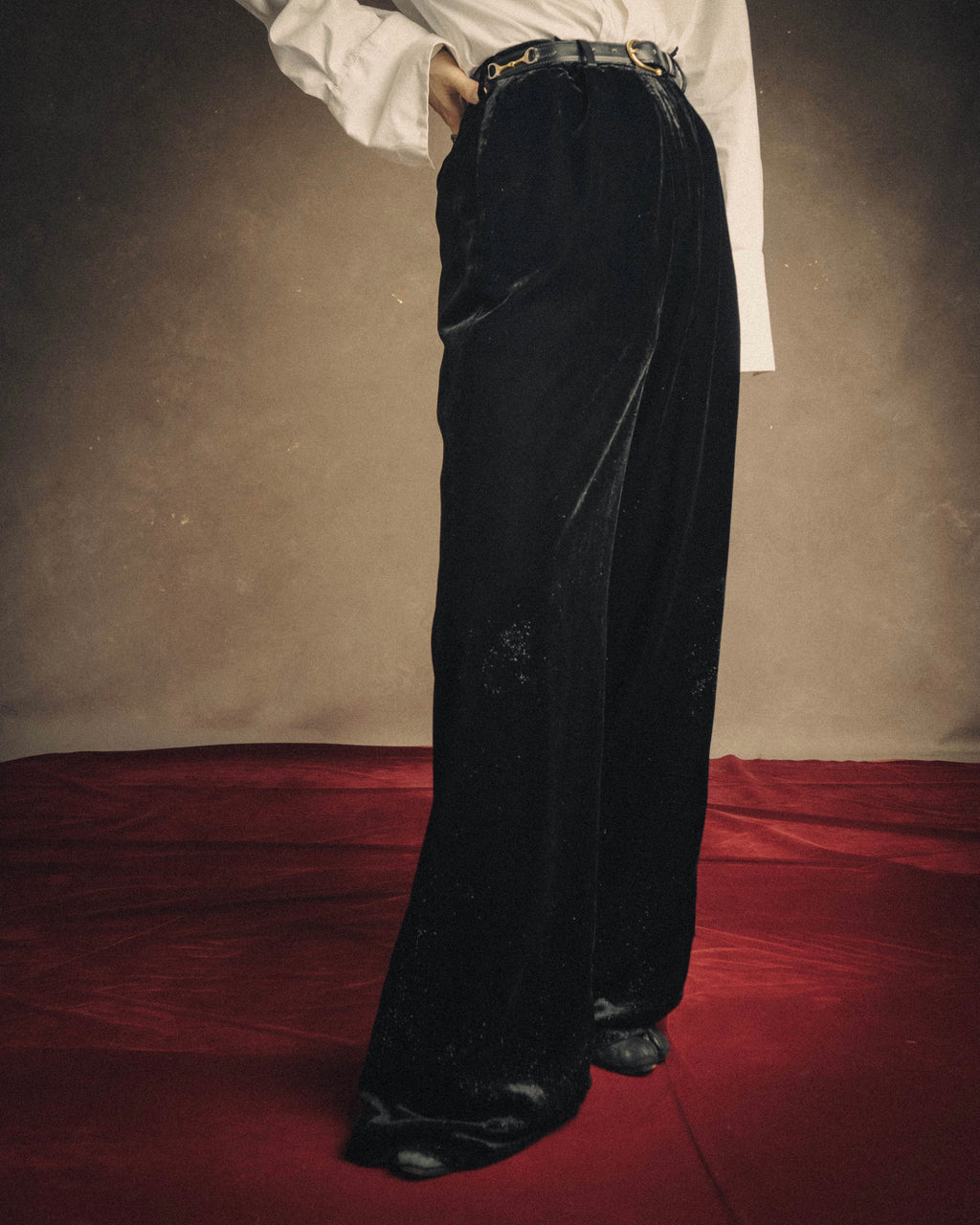 -SPECIAL- “SAINT LAURENT” 2016’s- lamé velvet tuxedo trousers