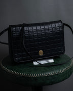 "CELINE" 80's-90's Crest metal fittings design quilted leather bag