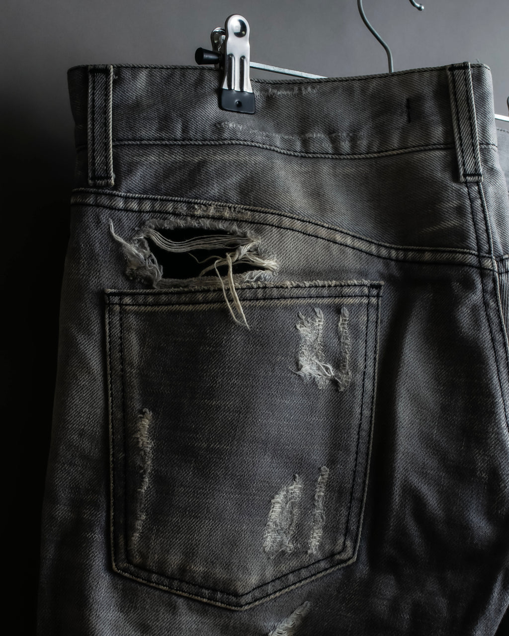 "Dolce &amp; Gabbana"Faded design gray denim pants