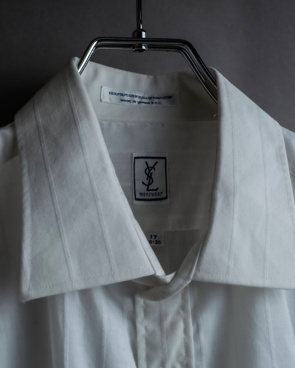 "YVES SAINT LAURENT" 1980's striped weave white shirt