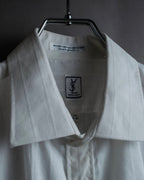 "YVES SAINT LAURENT" 1980's striped weave white shirt