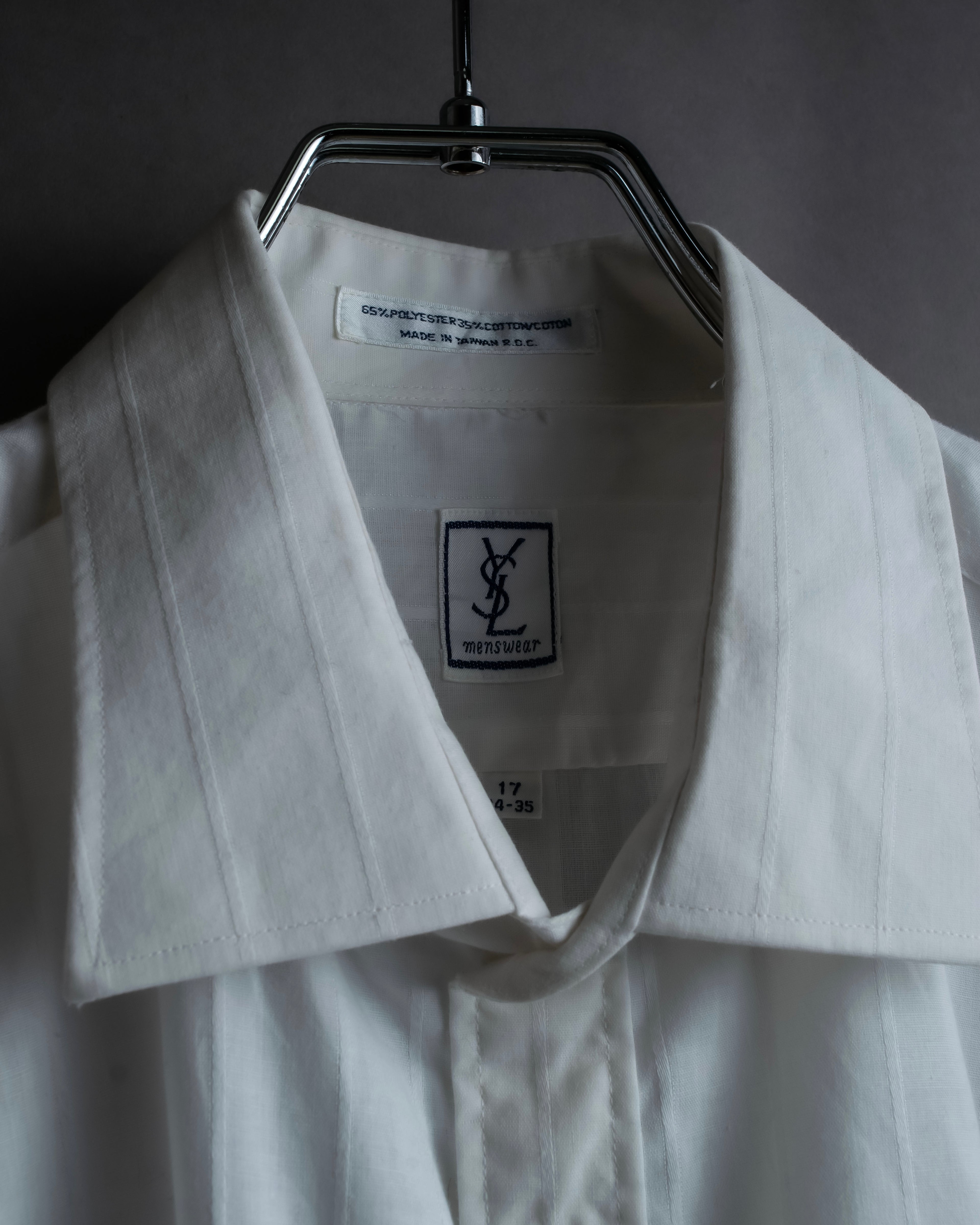 "YVES SAINT LAURENT" 1980's striped weave white shirt