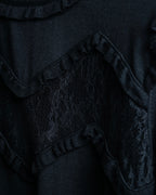 "VALENTINO" Ruffle＆lace design black knit
