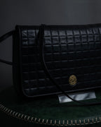 "CELINE" 80's-90's Crest metal fittings design quilted leather bag