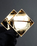 "Christian Dior" Double square design gold brooch