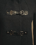 “miu miu” 00’s-10’s Wool angora leather buckle coat