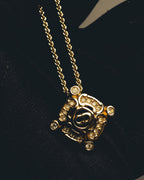 "Christian Dior" 90's-00's Crystal cd logo pendant necklace