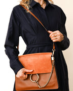 Chloe by Clare Waight Keller/ 2015 “Faye” Beautiful Suede Calf Skin Shoulder Bag Brown
