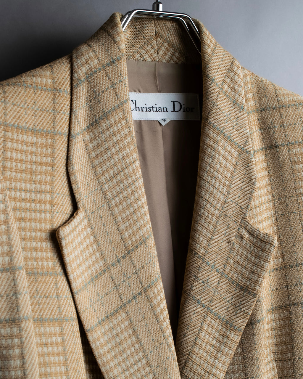 "Christian Dior" Glen check pattern beautiful shape tailored jacket