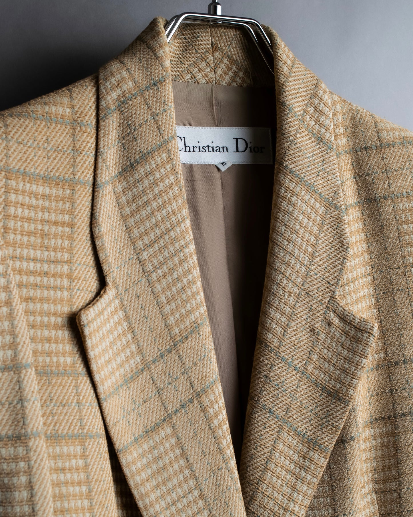 "Christian Dior" Glen check pattern beautiful shape tailored jacket