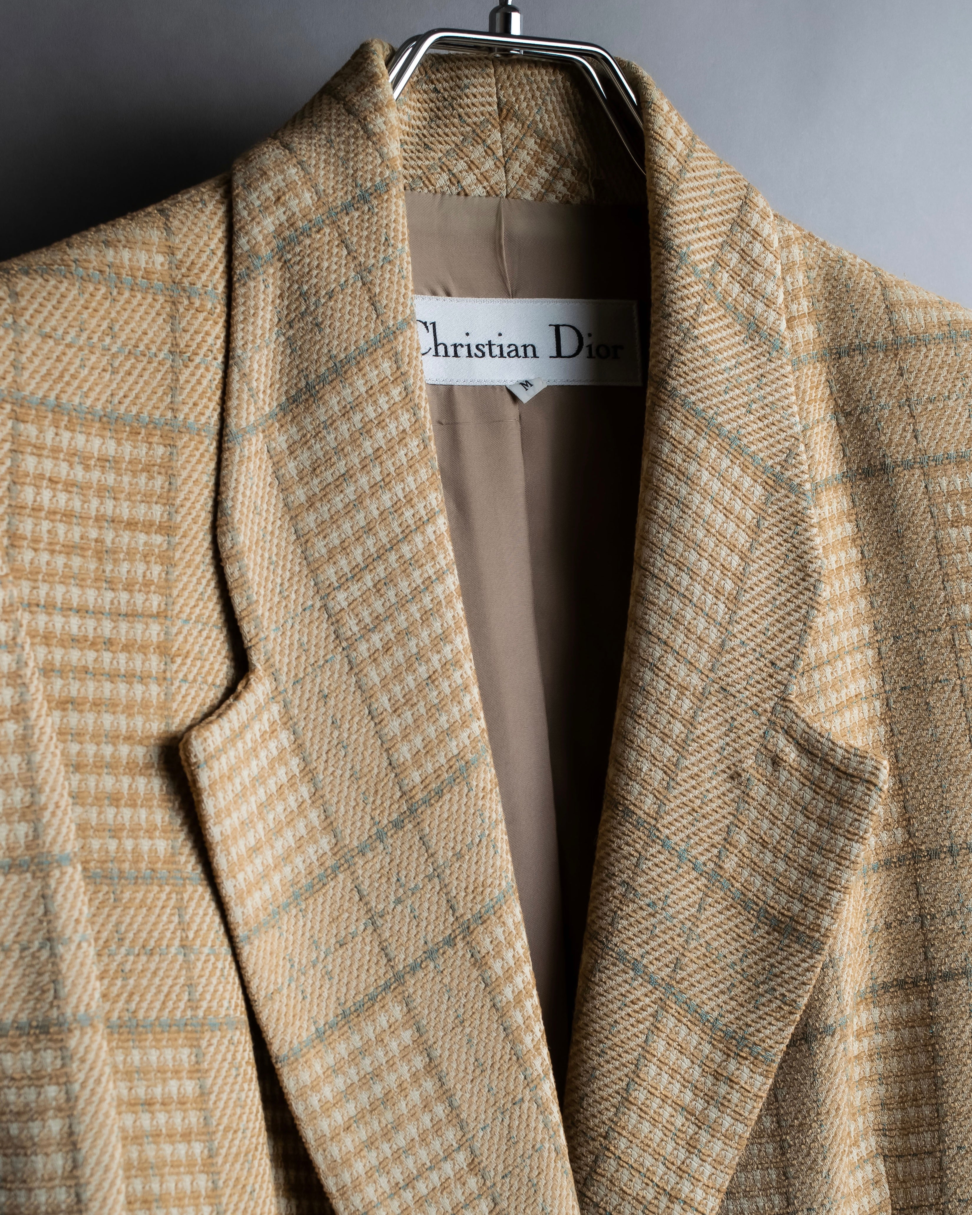 "Christian Dior" Glen check pattern beautiful shape tailored jacket