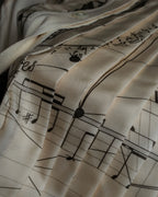 "HERMES" 90's Musical score motif front pleated shirt