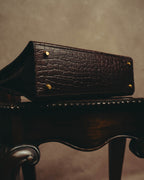 -SPECIAL- "CRISTIAN FLORENCE" 90's-00's Classic crocodile embossed leather structured top handle bag