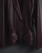 "LOEWE" 80’s-90’s nappa leather shawl-collar jacket