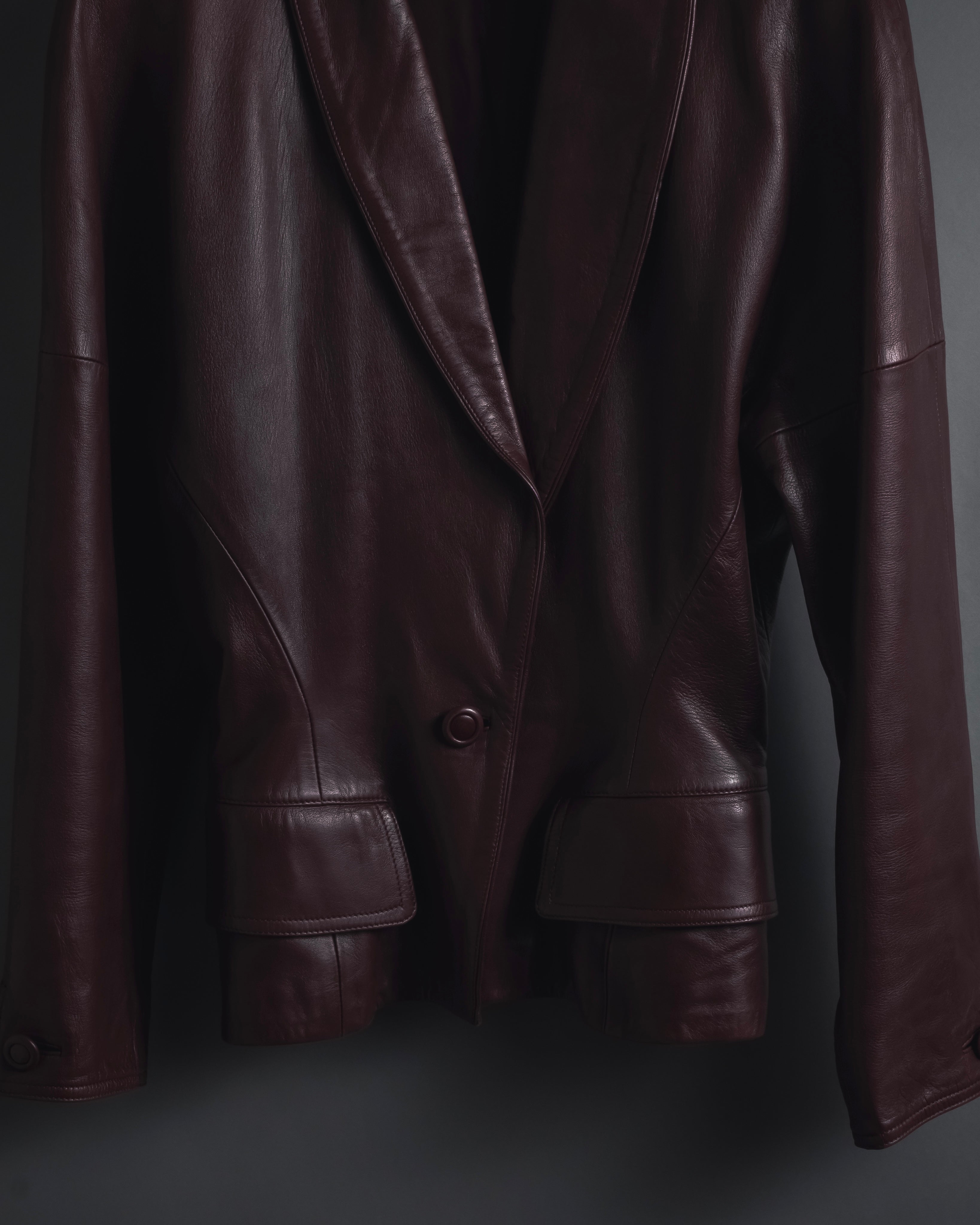 "LOEWE" 80’s-90’s nappa leather shawl-collar jacket