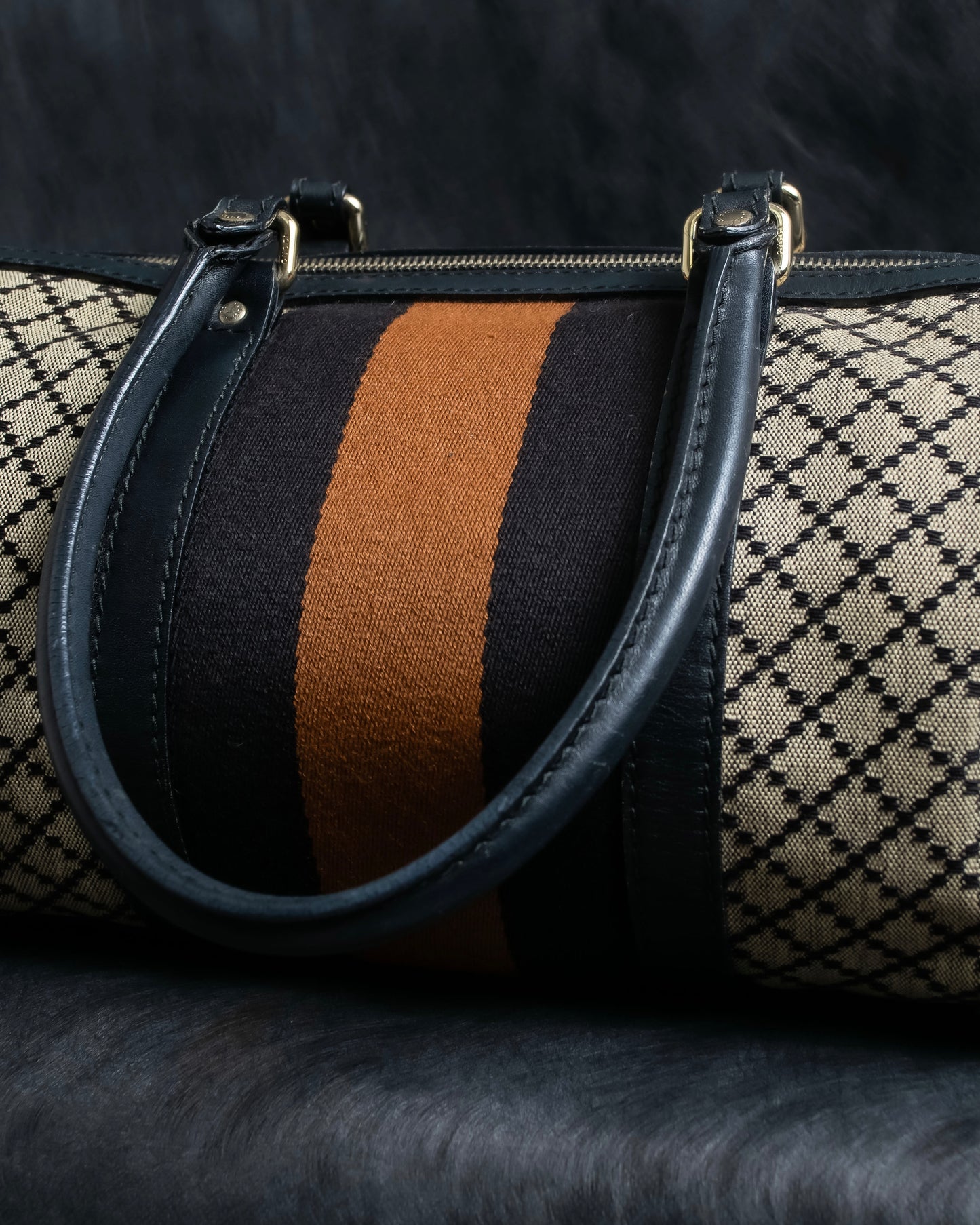 "GUCCI" Diamante pattern one handle canvas bag