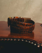-SPECIAL- “LOEWE” 80’s-90’s Crocodile pattern anagram leather belt