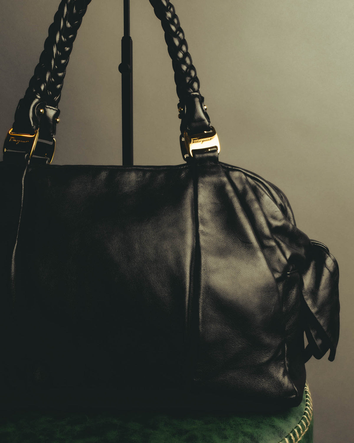 "Salvatore Ferragamo" 00's-10's Bow detailed leather hobo bag