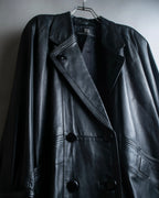 "PIERRE BALMAIN" Oversized double-breasted lamb leather tailored jacket