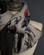 "HERMES" 80's Carré 90 Les Champignons II silk scarf