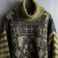 "FENDI" Artistic all over print oversized turtleneck knit