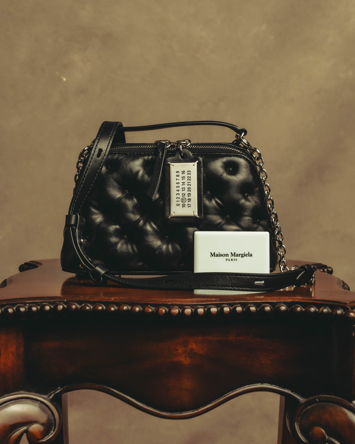 –SPECIAL– “Maison Margiela” 2024-25 Glam slam embroidered trapezoid leather bag