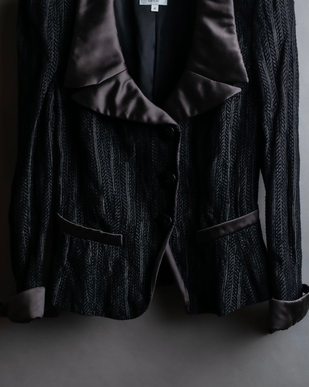 "ARMANI COLLEZIONI" Satin switch design knit tailored jacket