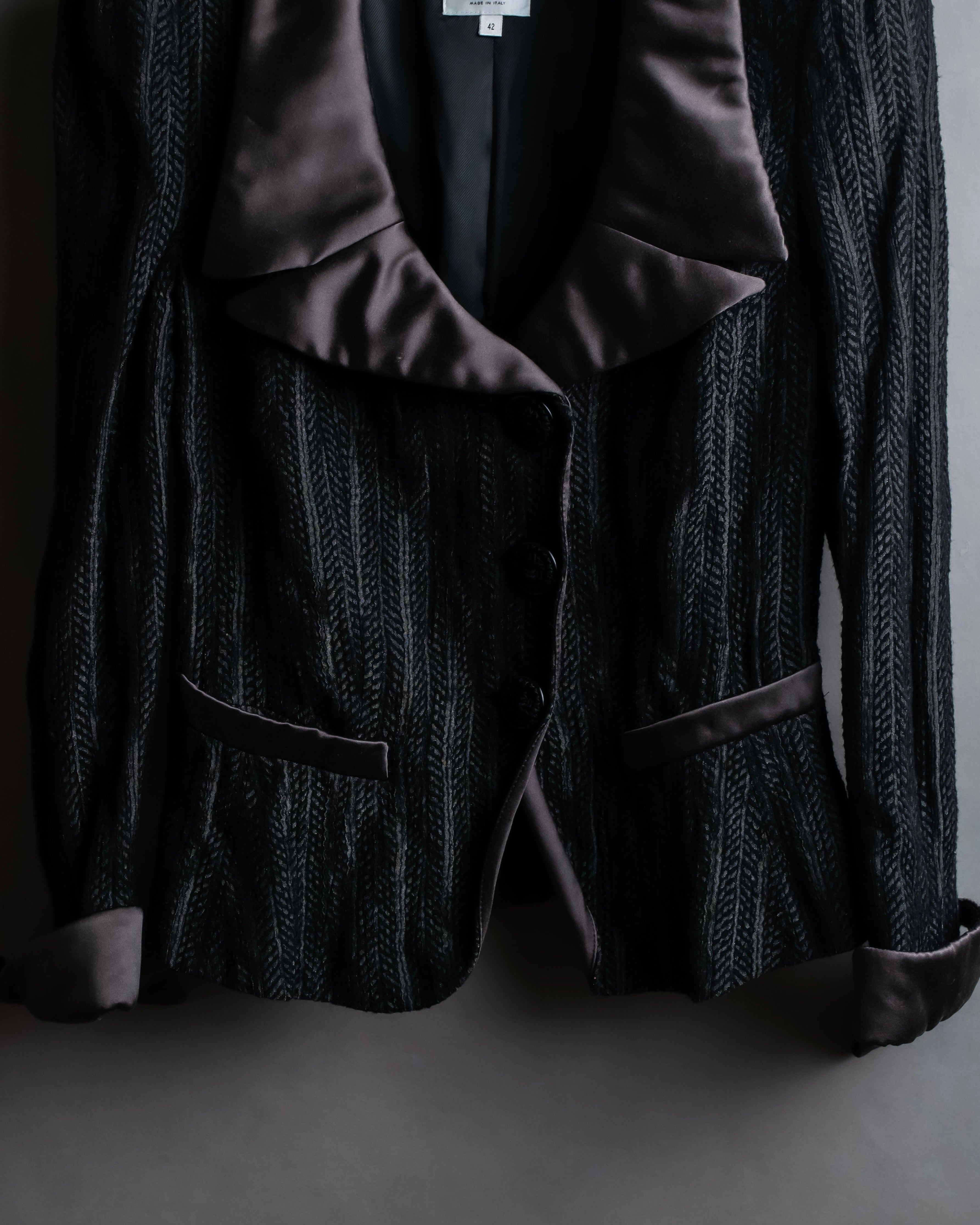 "ARMANI COLLEZIONI" Satin switch design knit tailored jacket
