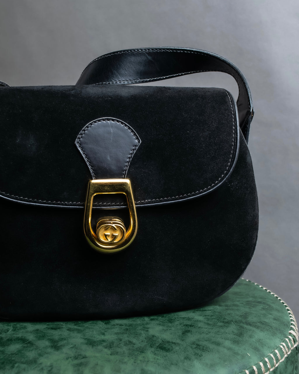 "GUCCI" Interlocking G design suede bag