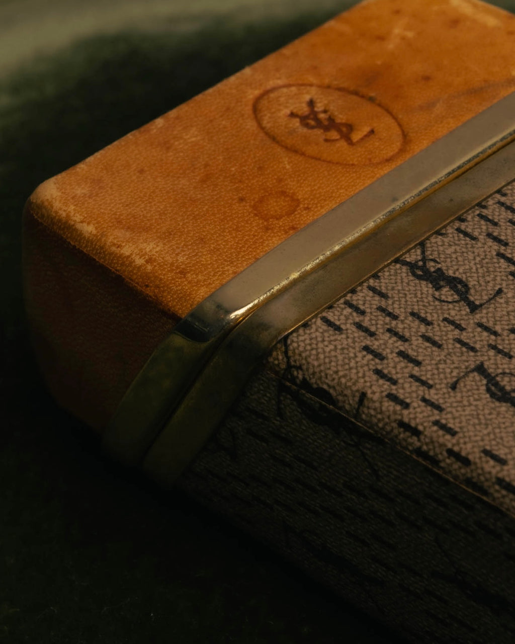 "Yves Saint Laurent" 70's-80's Vintage monogram canvas leather cigarette case
