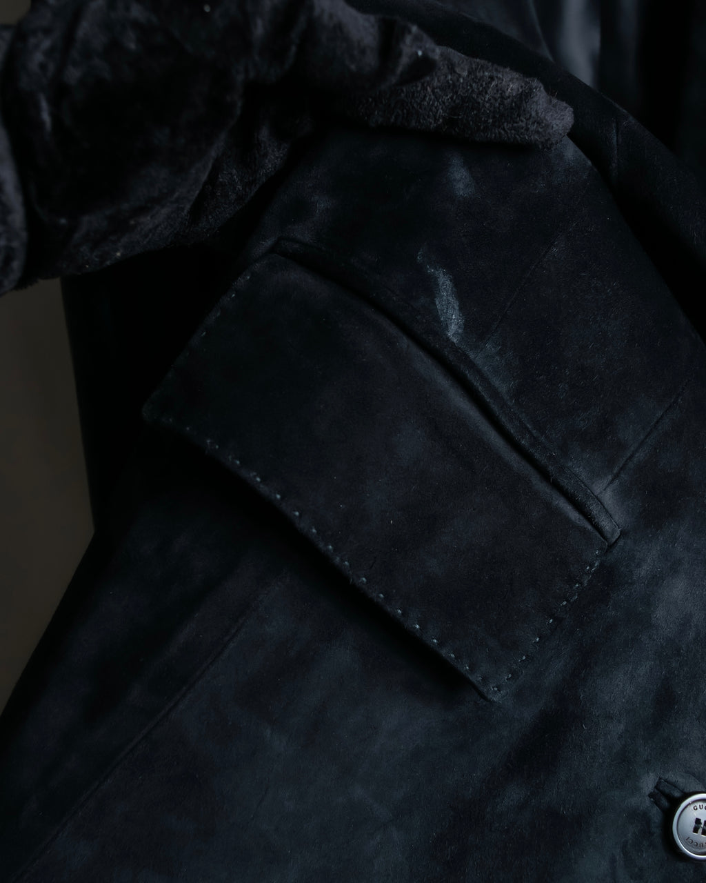 "GUCCI" Stitch design suede tailored jacket