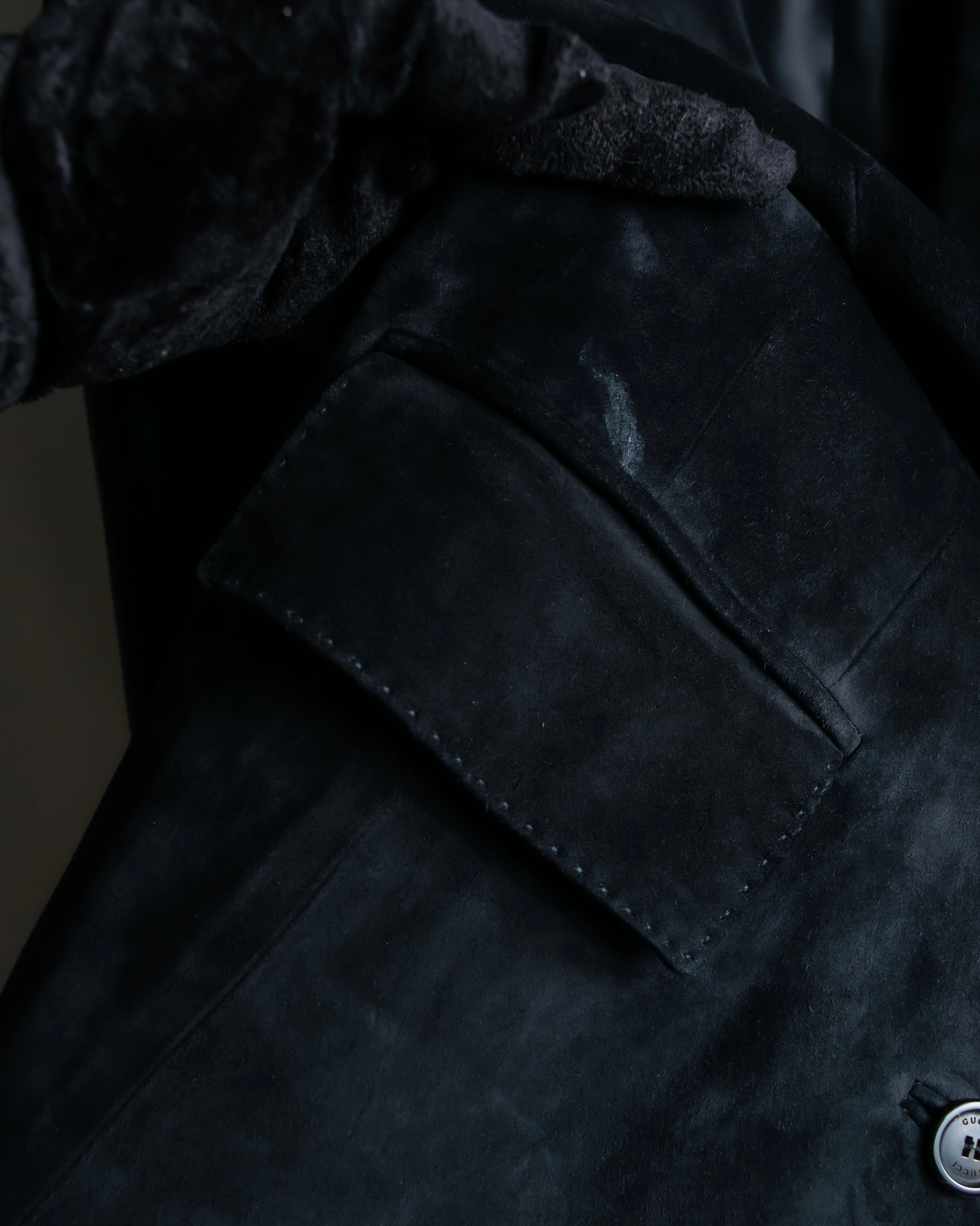 "GUCCI" Stitch design suede tailored jacket