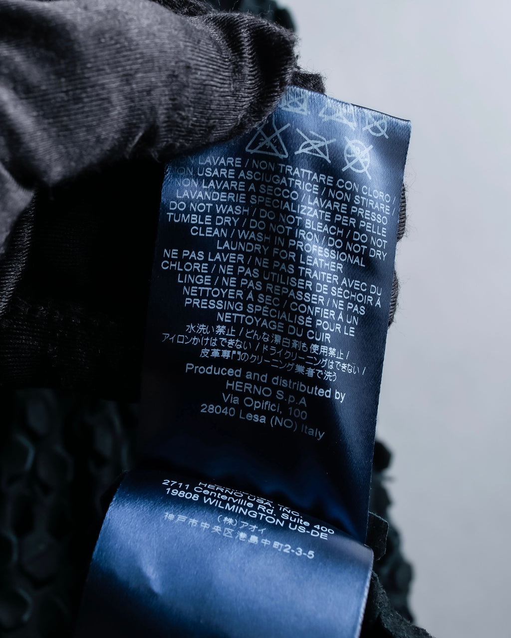 "HERNO" Laser cutwork design structured black dress