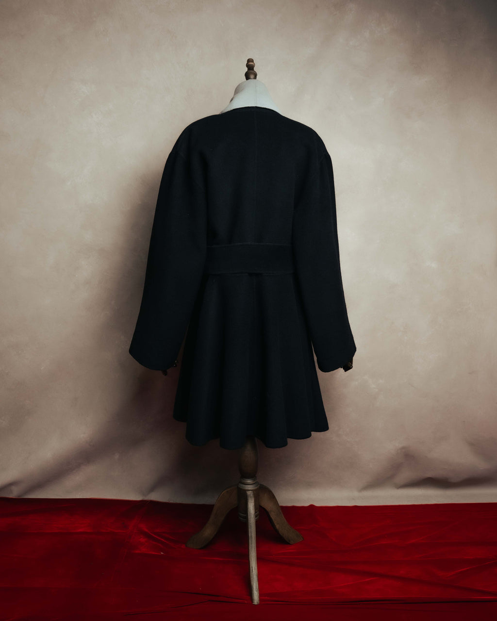 "Christian Dior" 80's-90's Elegant cashmere-collar belted wrap coat