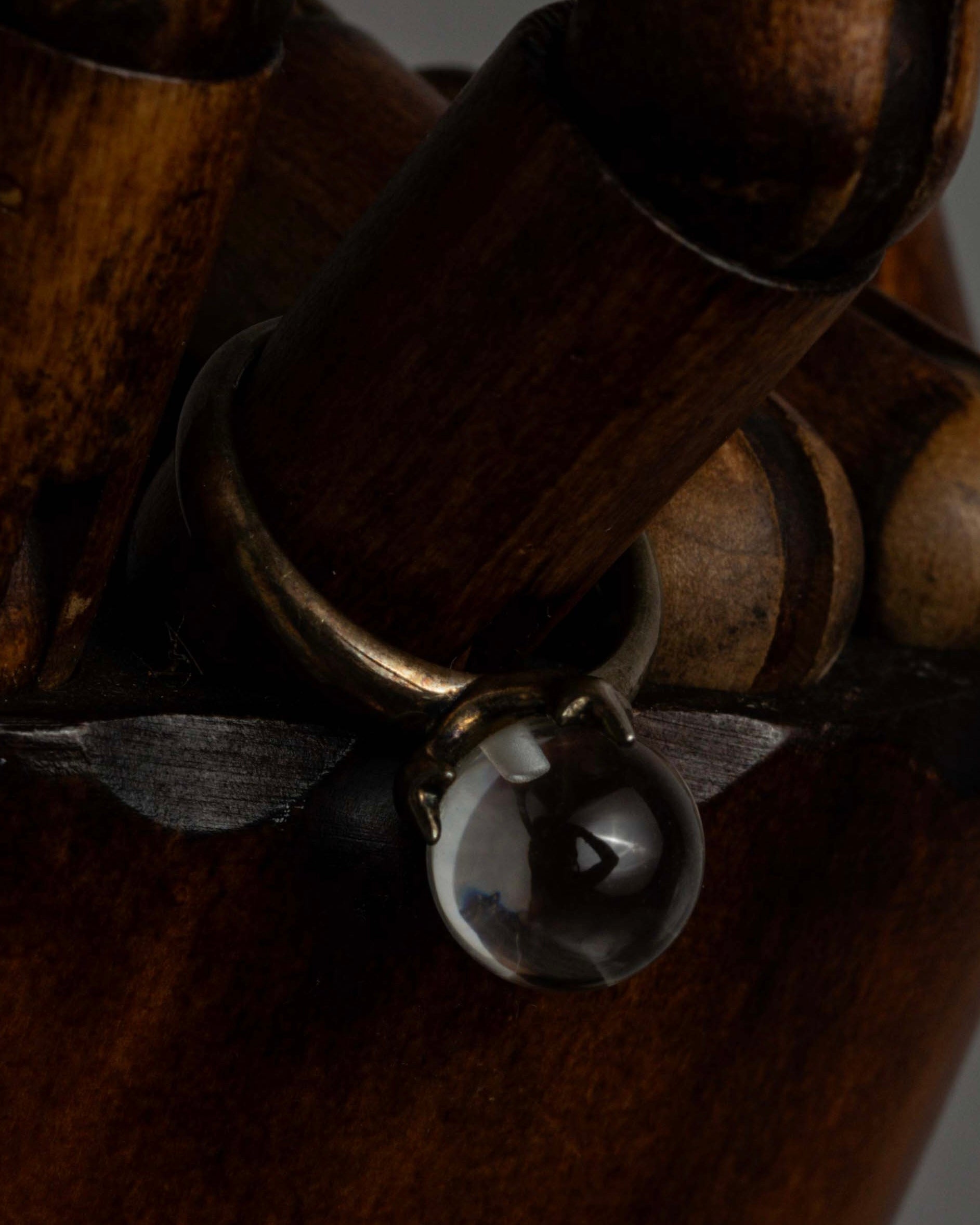 "KENZO" Transparent spherical top design silver 925 ring