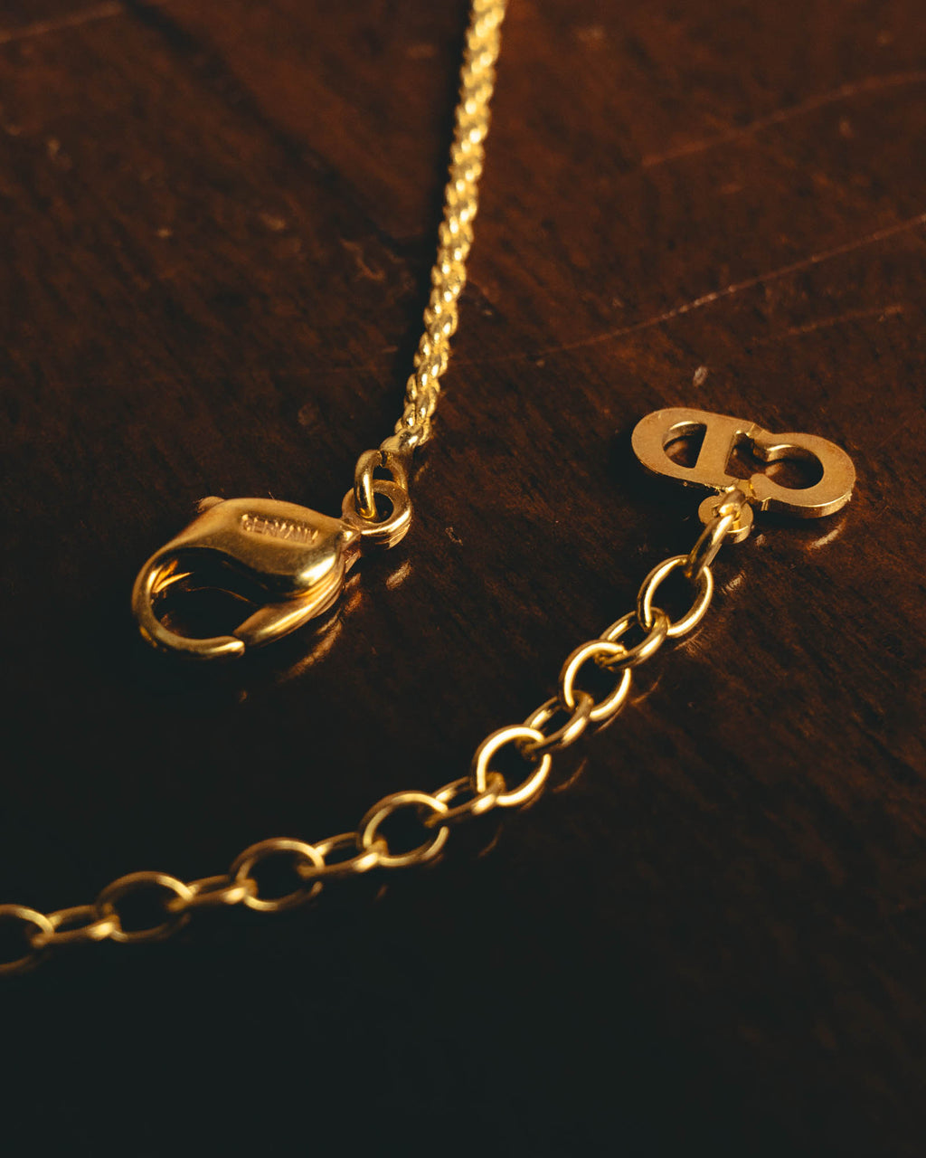 "Christian Dior" 80's-90's Gold monogram pendant necklace