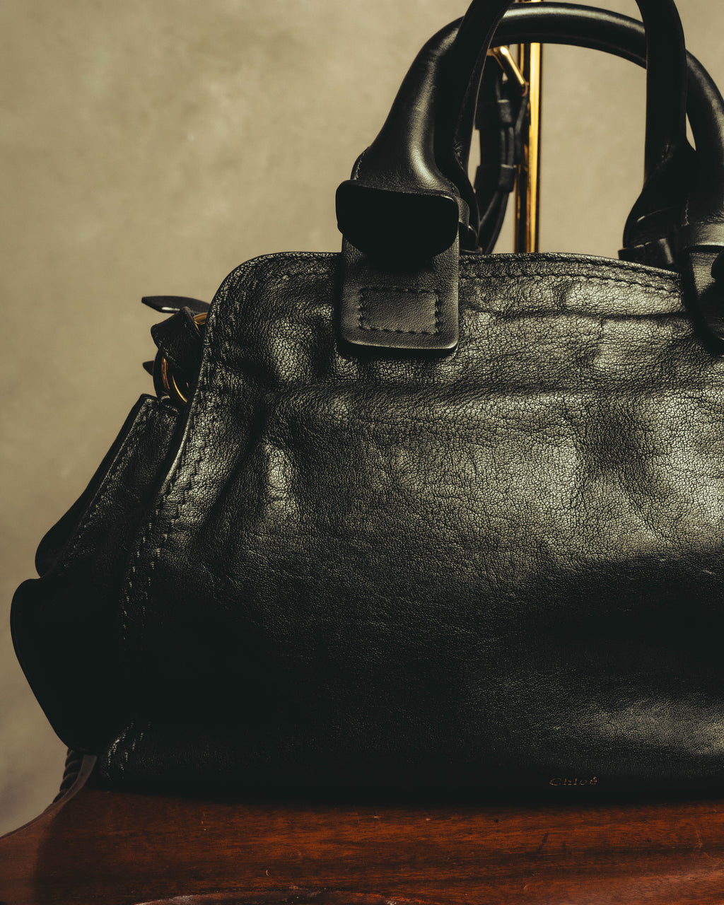 "Chloé" 00's Textured leather satchel bag