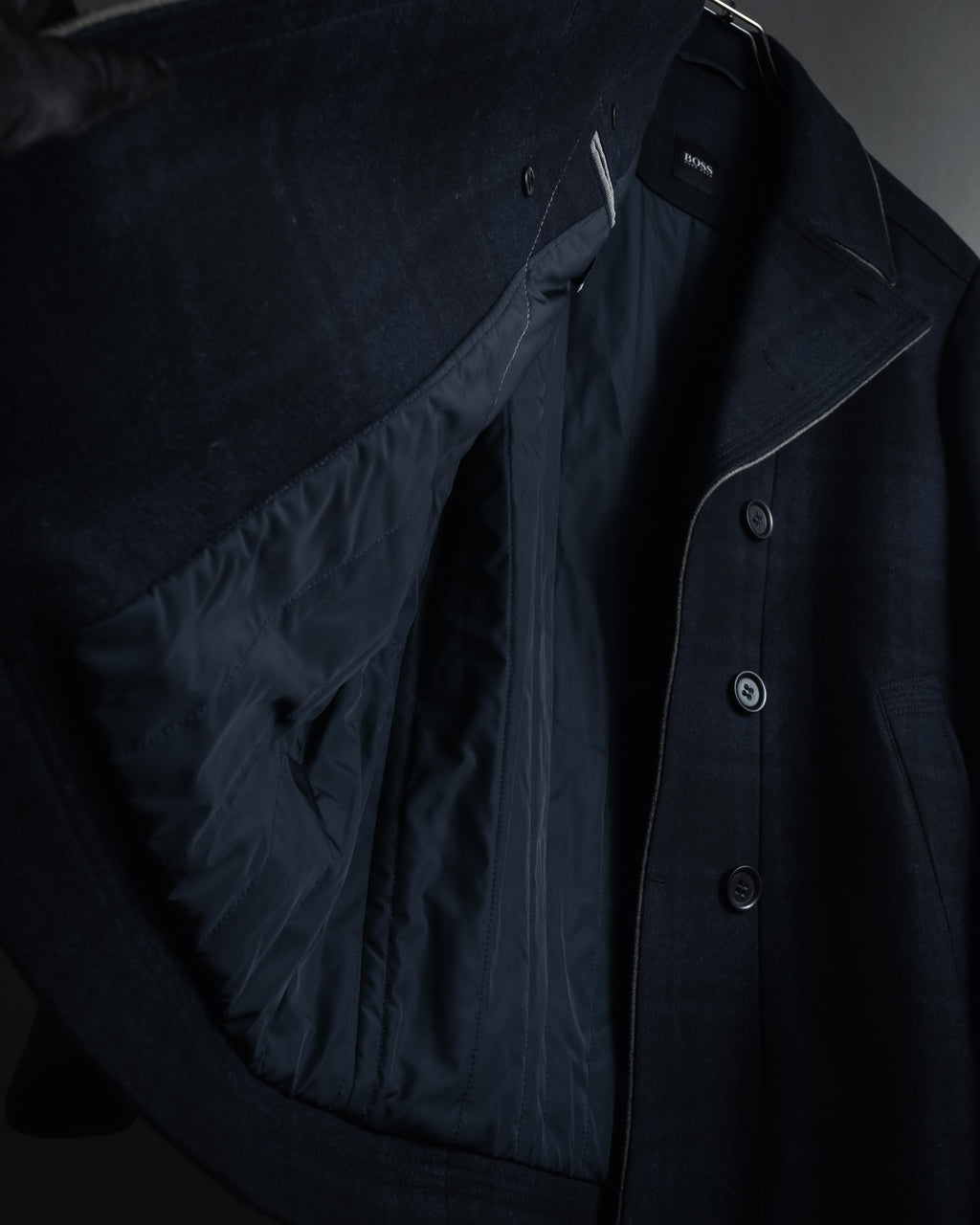 "HUGO BOSS" Double-breasted plaid coat