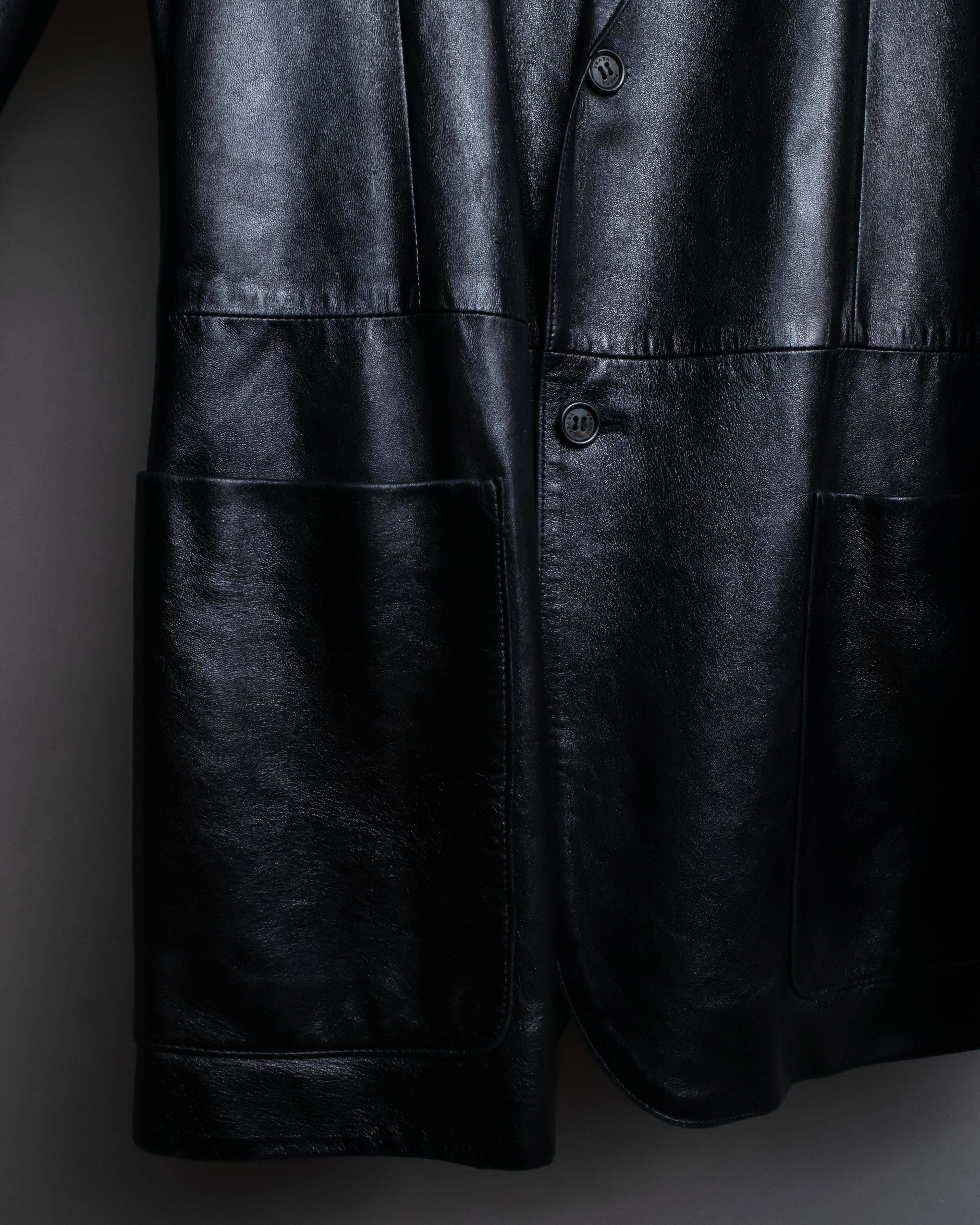"PRADA" Oversized switched design leather tailored jacket