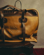 -SPECIAL- “LOEWE” 90’s Anagram embossed wide-opening leather boston bag