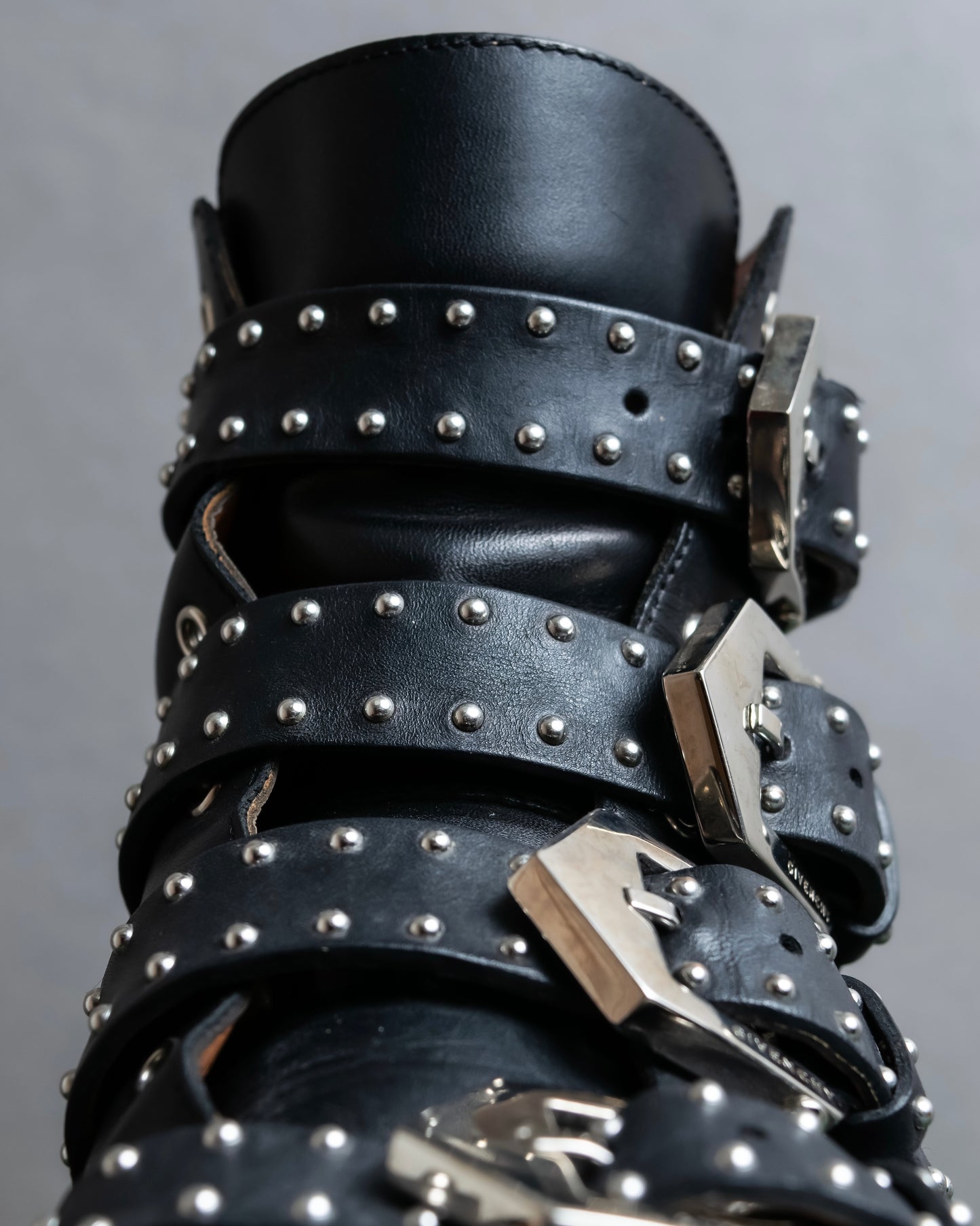 "GIVENCHY" Belt and stud design leather boots