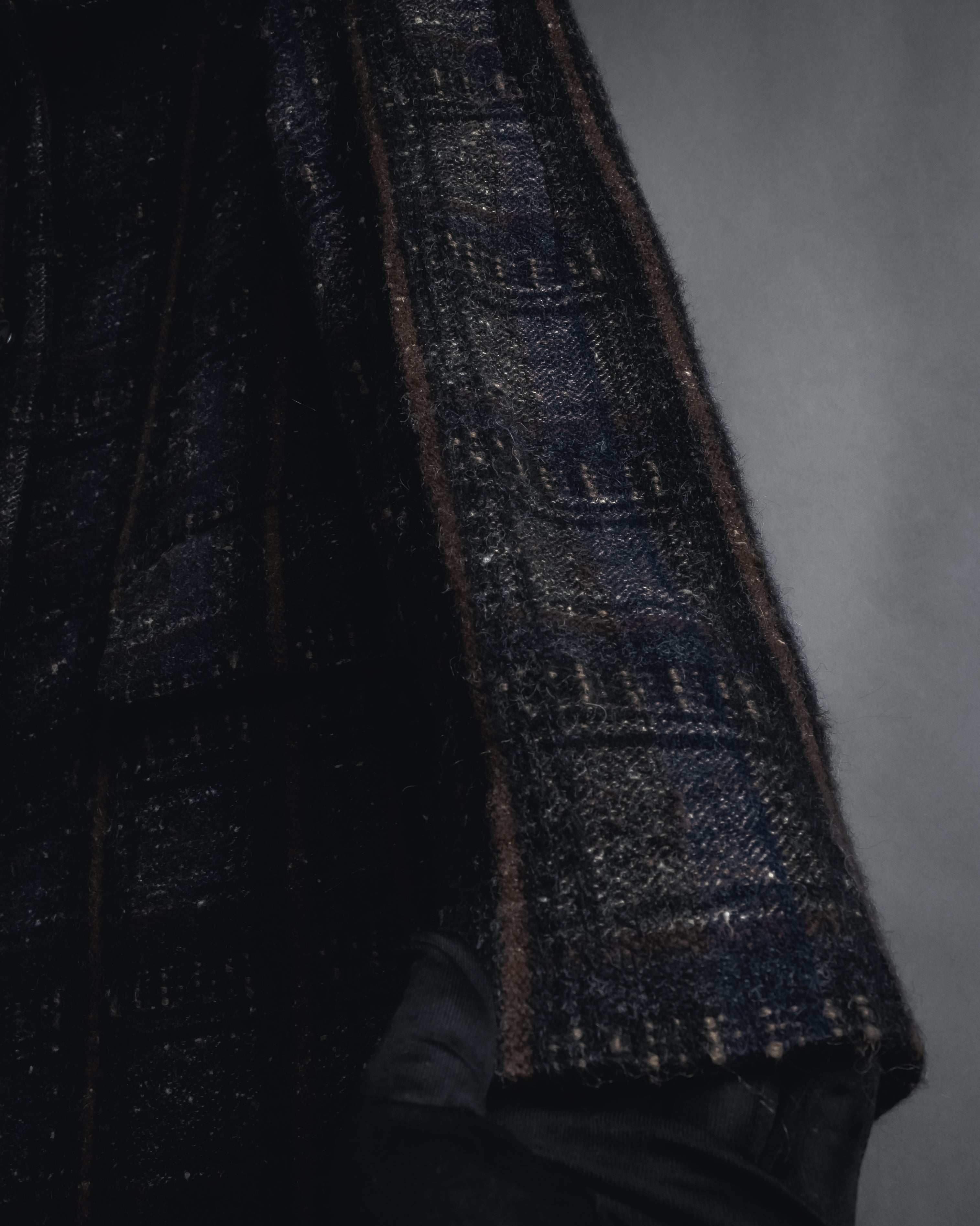 "MARNI" 90’s-00’s Textured plaid wool blend coat