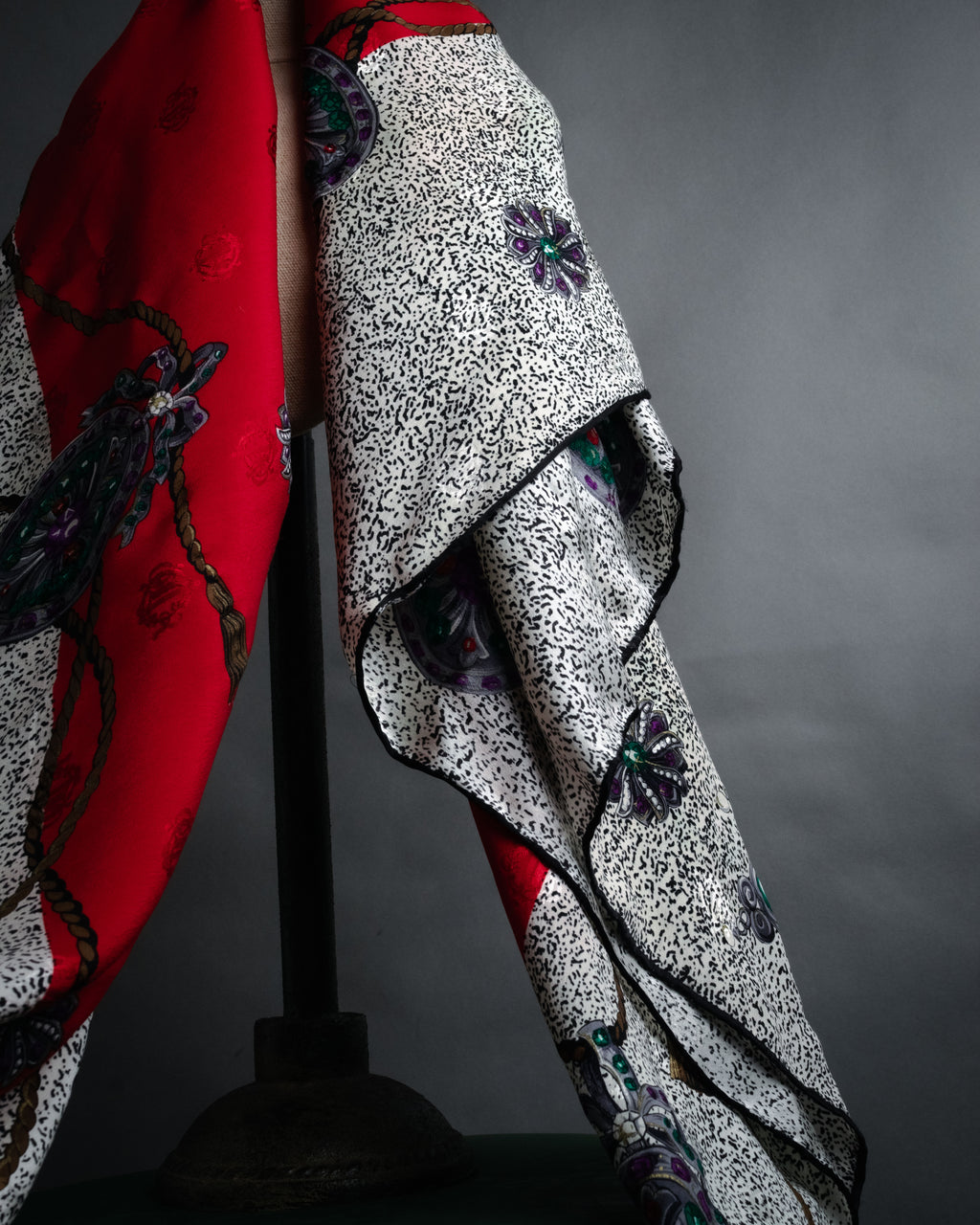 “Christian Dior” 80’s-90’s Jewelry motif monogram silk scarf