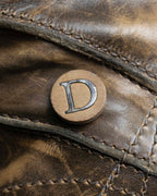 "Dior" Vintage style processing brown heel pumps