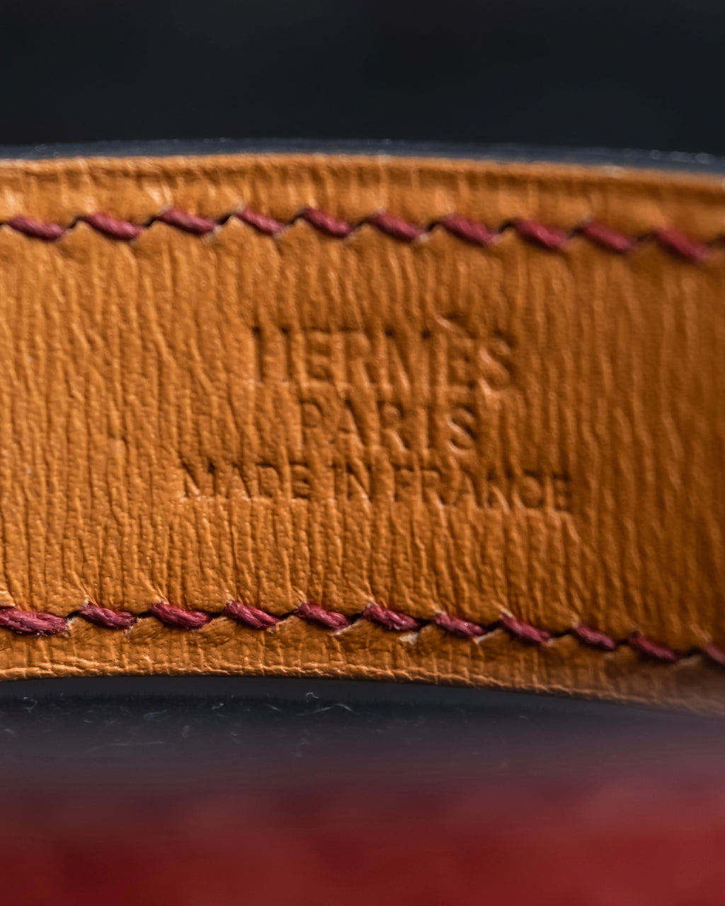 "HERMES" Margiela period burgundy leather bracelet
